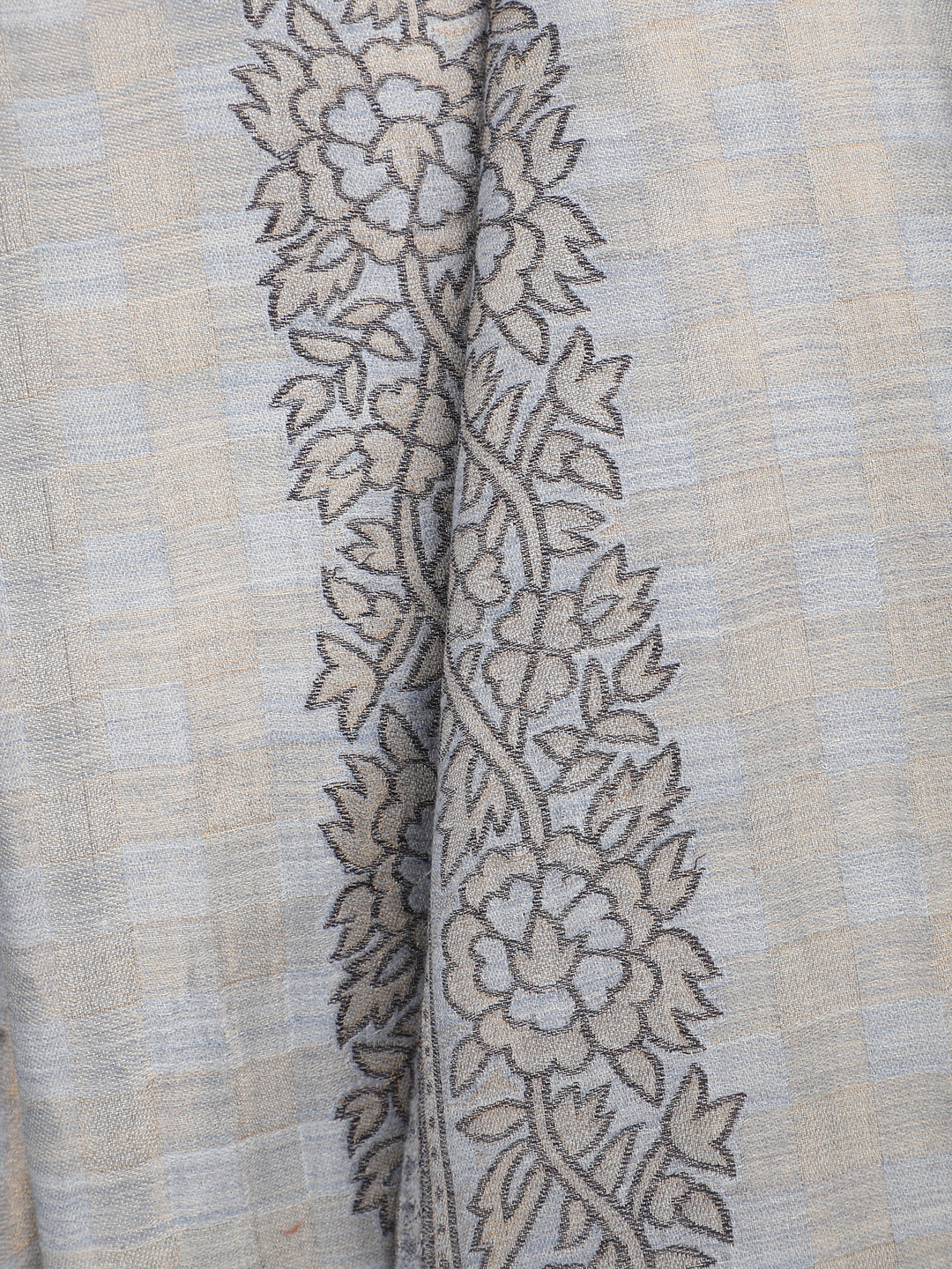 Light Grey Zari Checks Reversible Shawl- 134