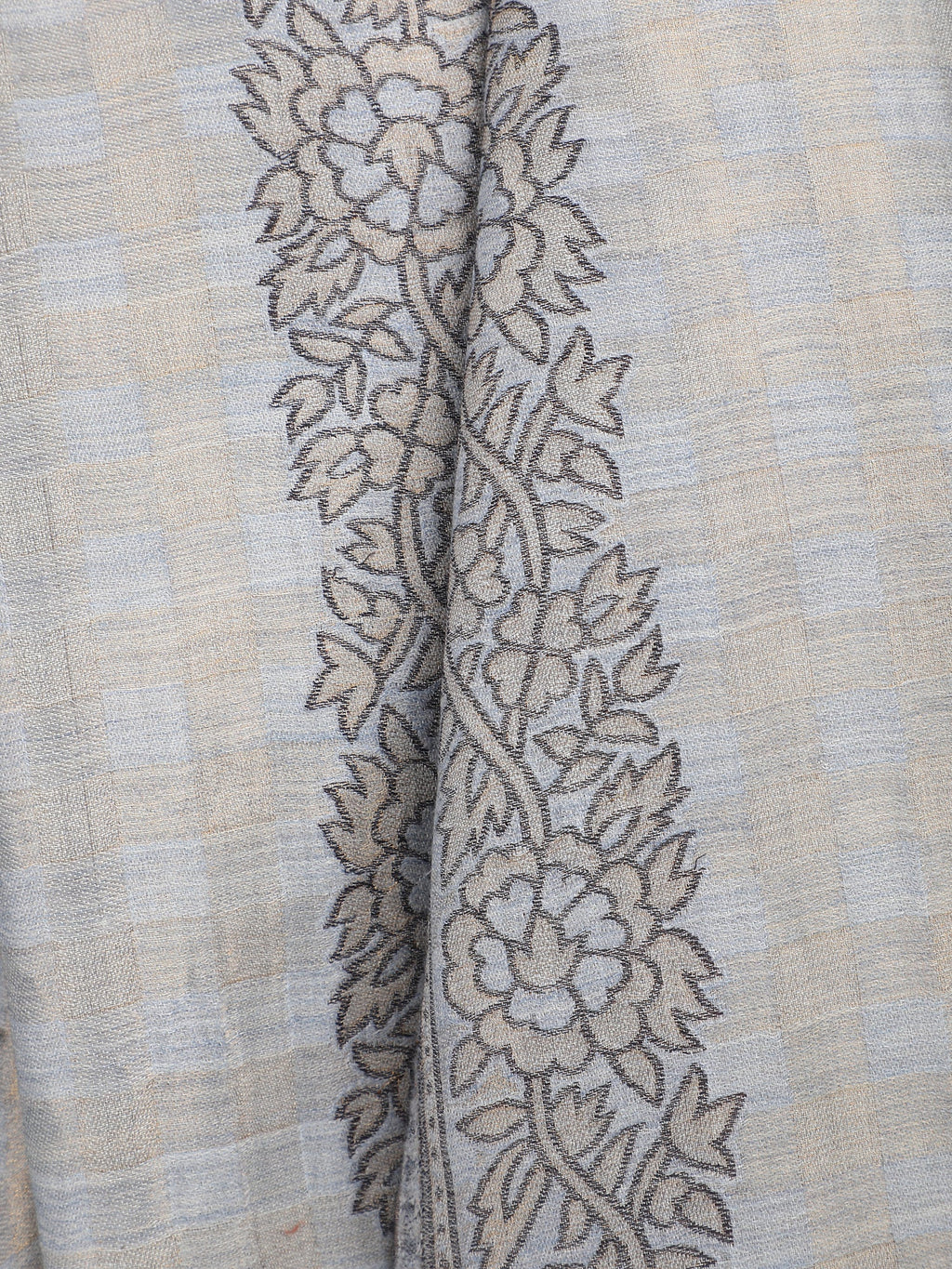 Light Grey Zari Checks Reversible Shawl- 134