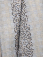 Light Grey Zari Checks Reversible Shawl- 134
