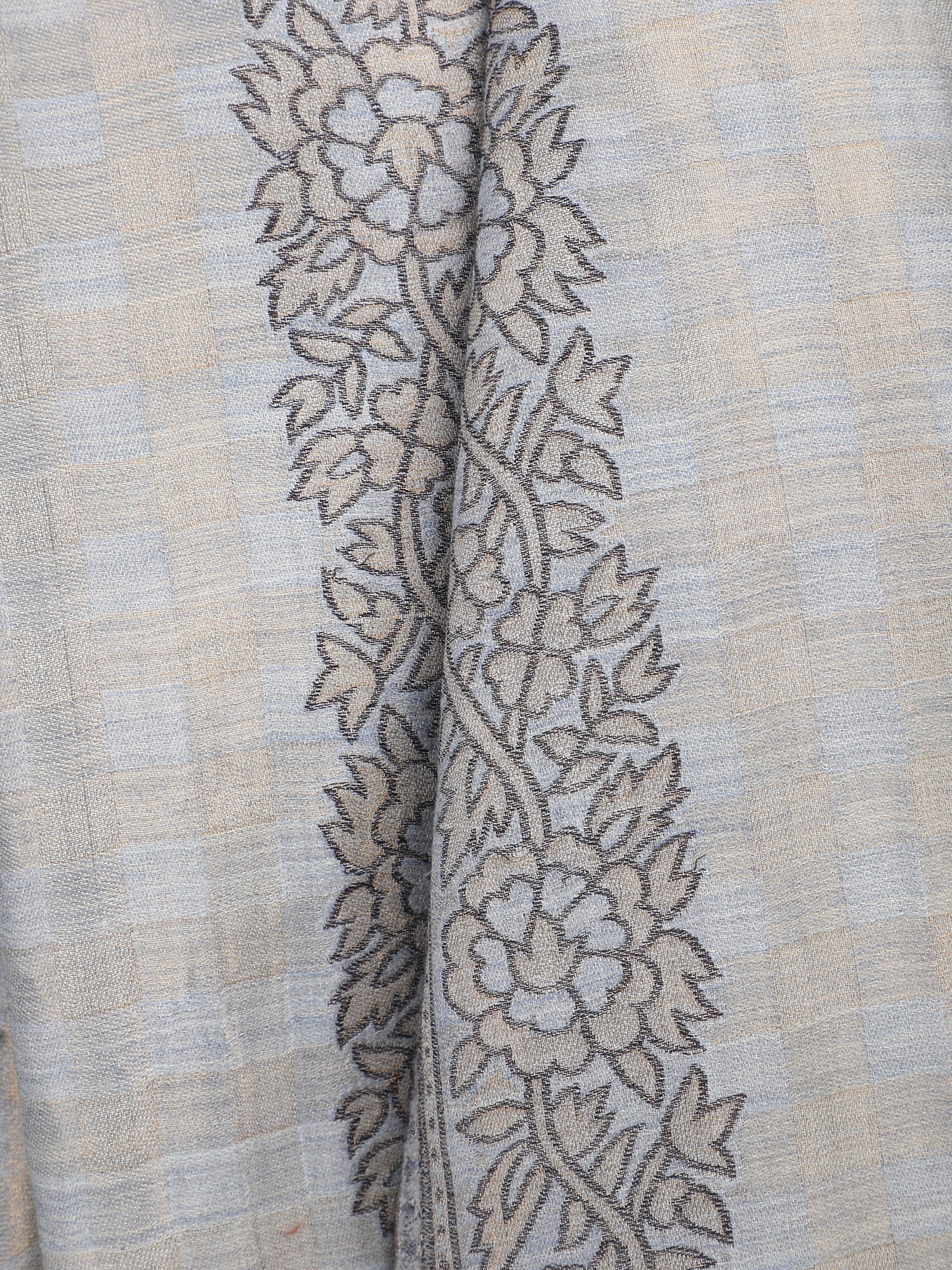 Light Grey Zari Checks Reversible Shawl- 134