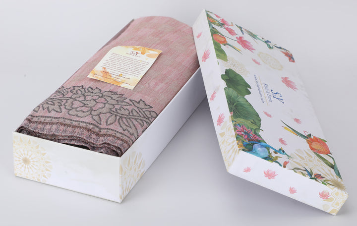 Pink Zari Checks Reversible Shawl- 137