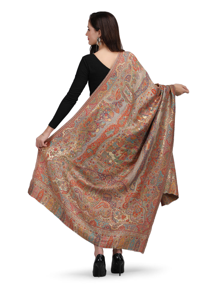 Meher Zari 100% Fine Wool Reversible Shawl - Mustard - 138