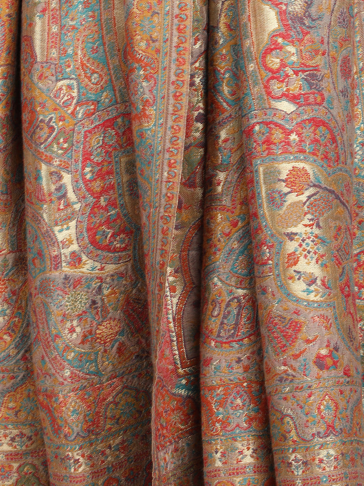 Meher Zari 100% Fine Wool Reversible Shawl - Mustard - 138