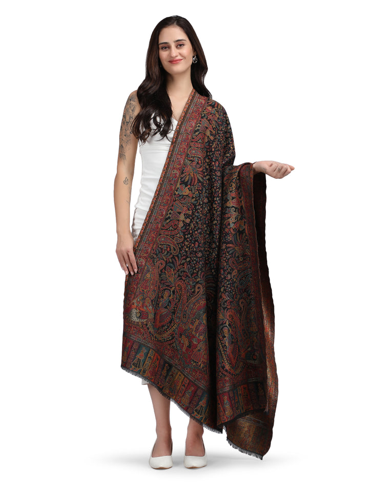 Black Paisely Kani Modal Wool Shawl - 139