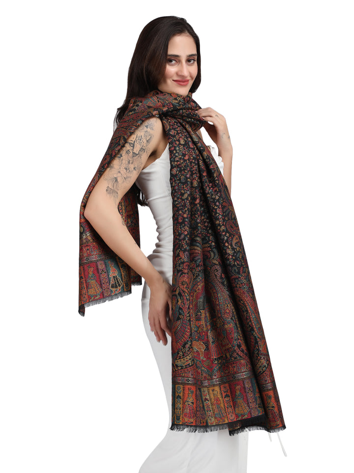 Black Paisely Kani Modal Wool Shawl - 139