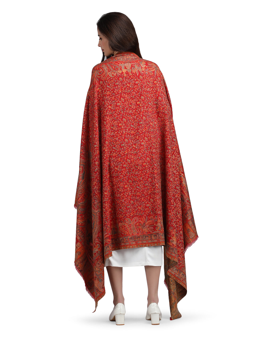 Red Paisely Kani Modal Wool Shawl - 140