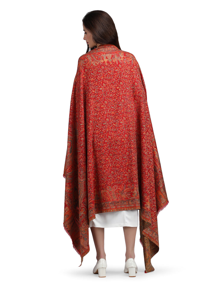 Red Paisely Kani Modal Wool Shawl - 140