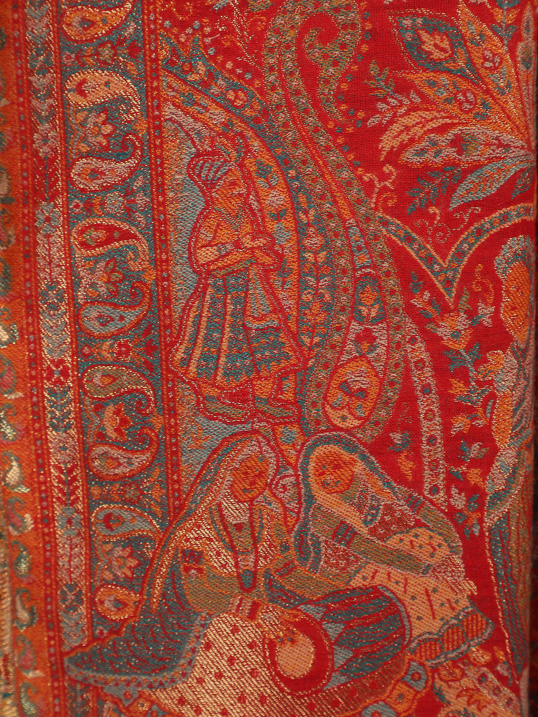 Red Paisely Kani Modal Wool Shawl - 140