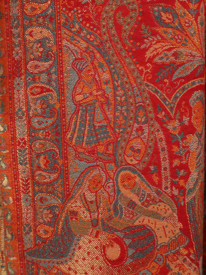 Red Paisely Kani Modal Wool Shawl - 140