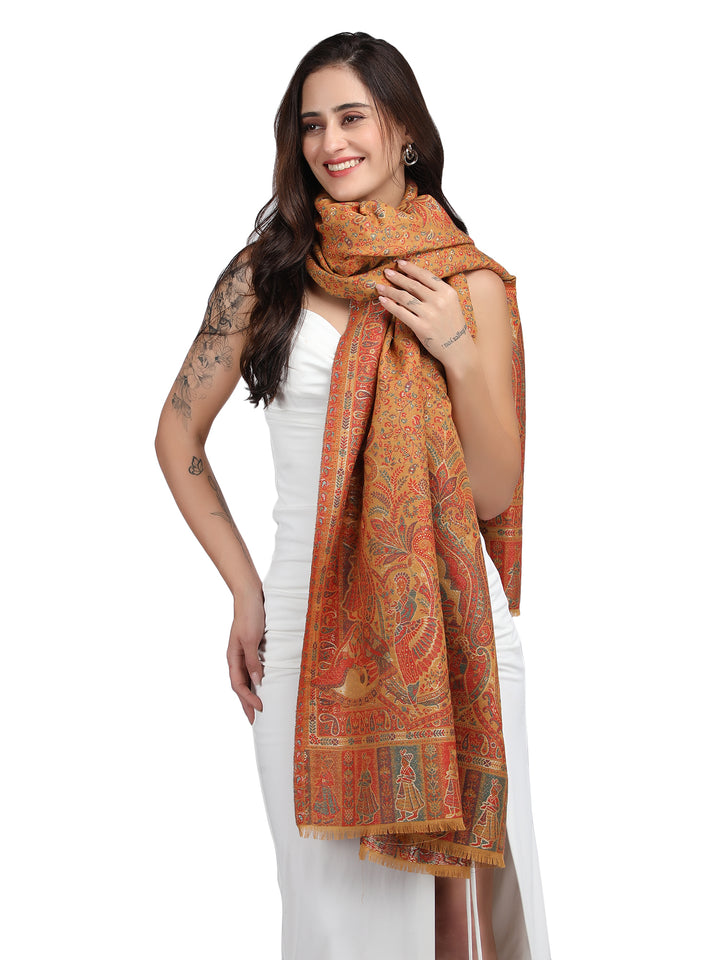 Mustard Paisely Kani Modal Wool Shawl - 143