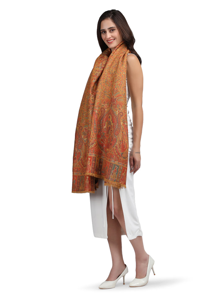 Mustard Paisely Kani Modal Wool Shawl - 143
