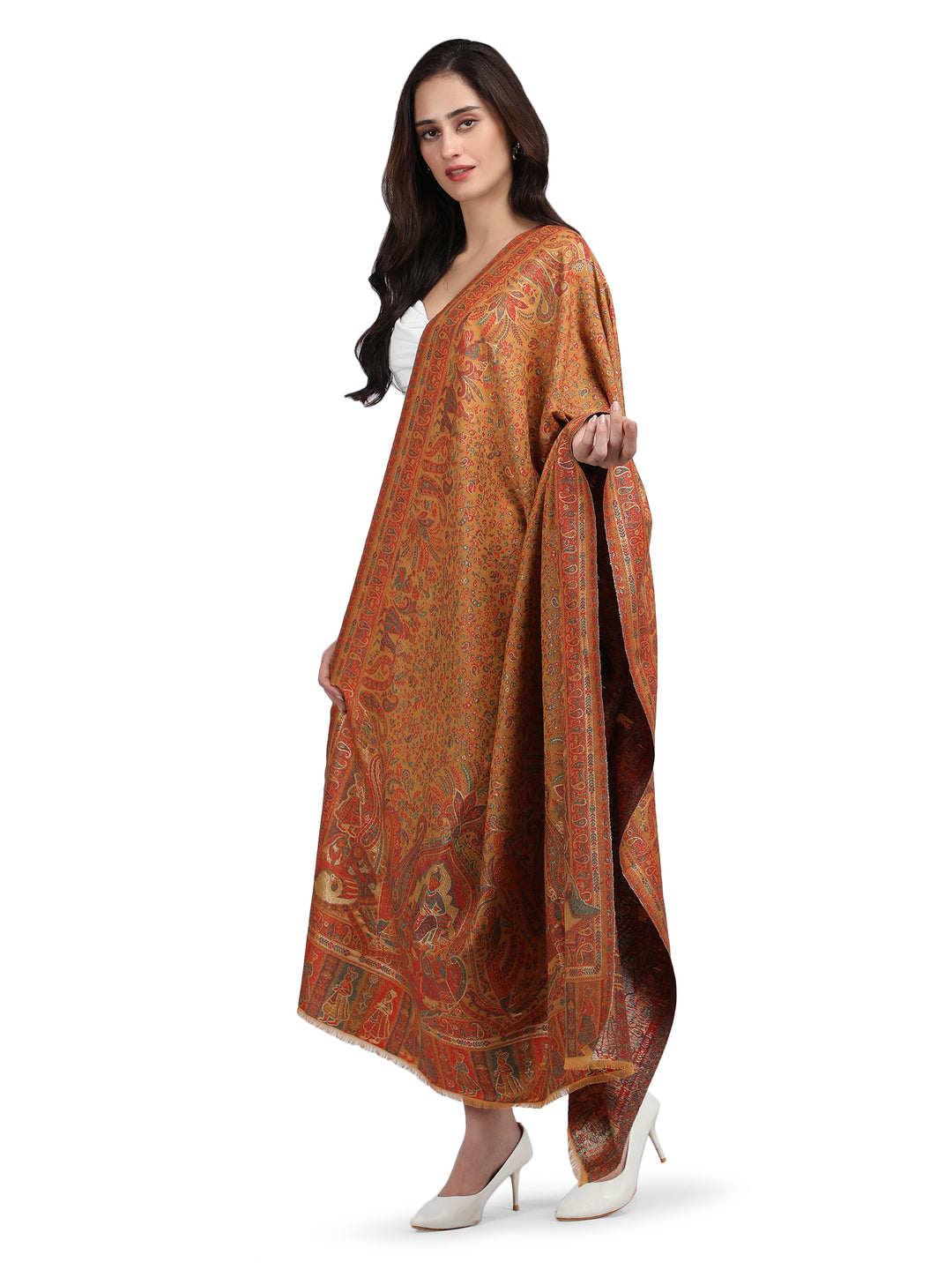 Mustard Paisely Kani Modal Wool Shawl - 143