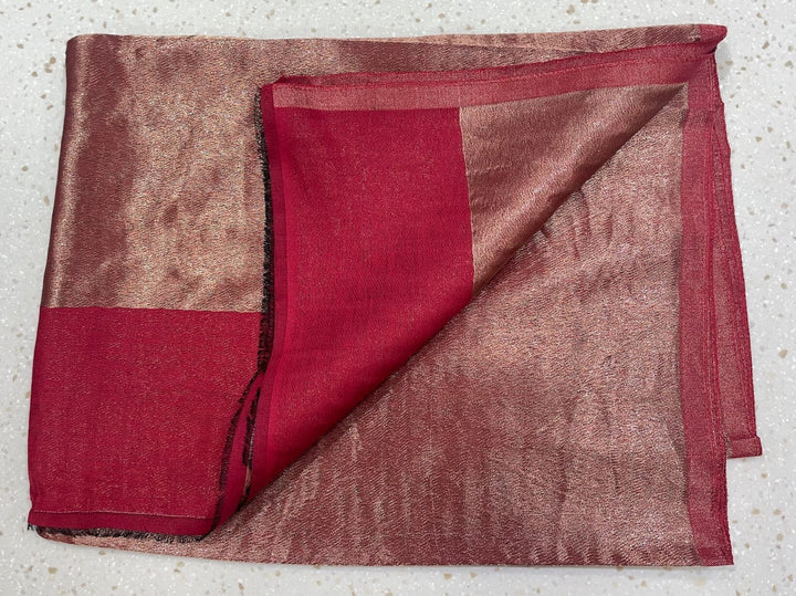 Him/Her Red Zari Reversible 100% Fine Wool Stole- 182