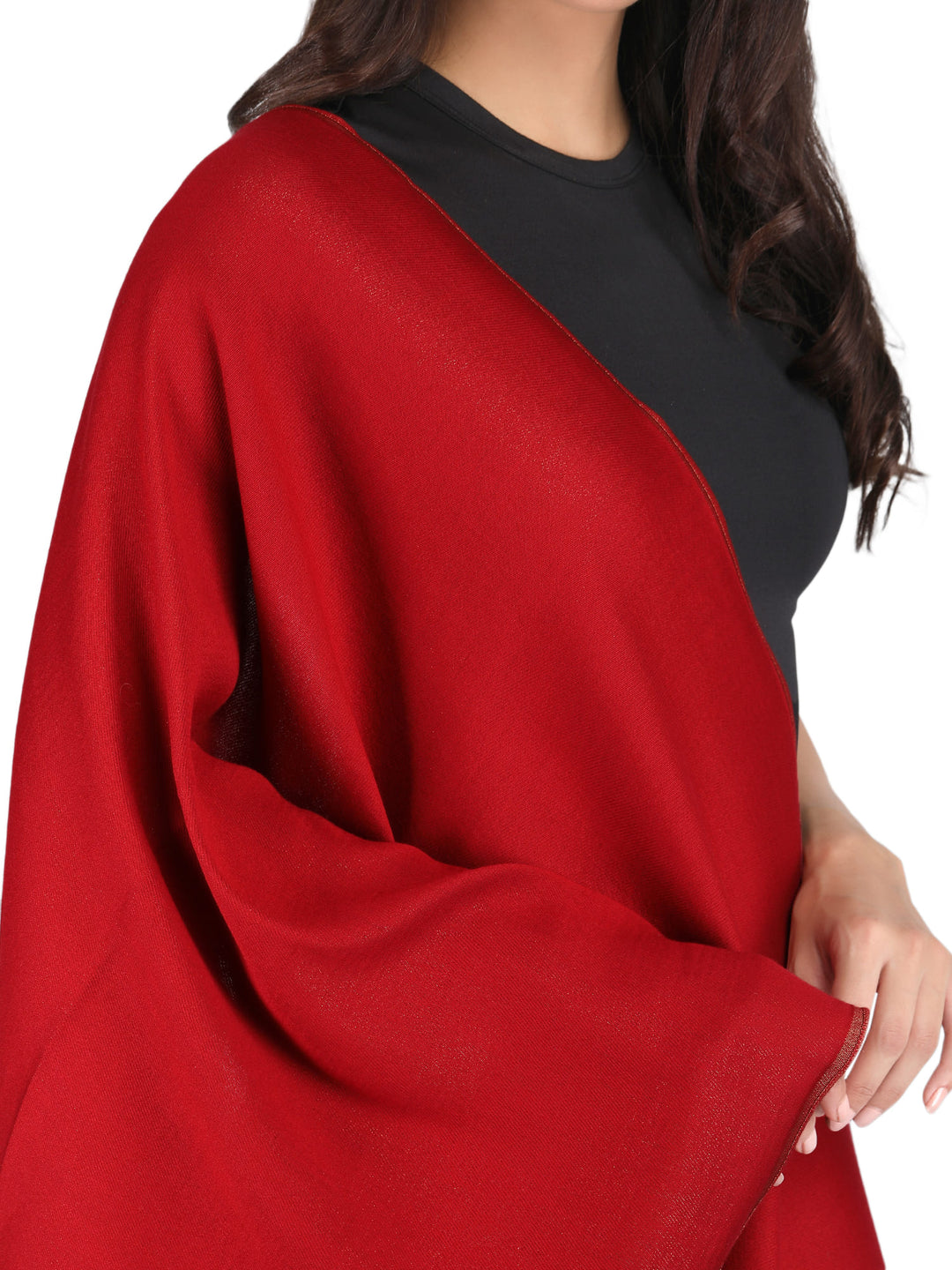 Him/Her Red Zari Reversible 100% Fine Wool Stole- 182