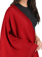 Him/Her Red Zari Reversible 100% Fine Wool Stole- 182