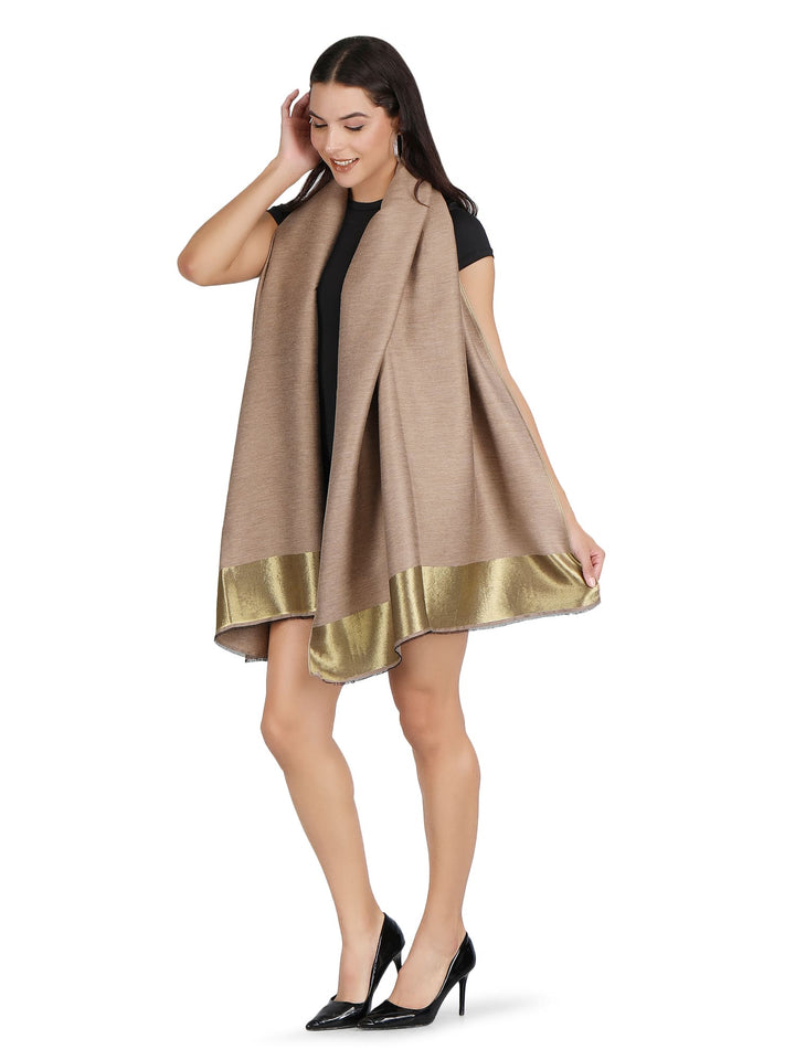 Him/Her Gold Zari Reversible 100% Fine Wool Stole- 183