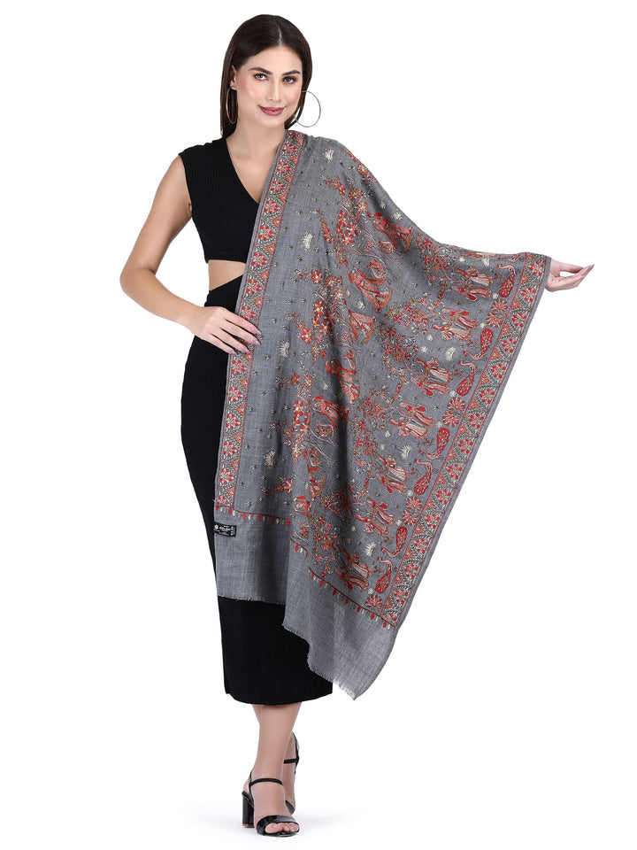 Grey Enchanted Eden 100% Fine Wool Stole - 193