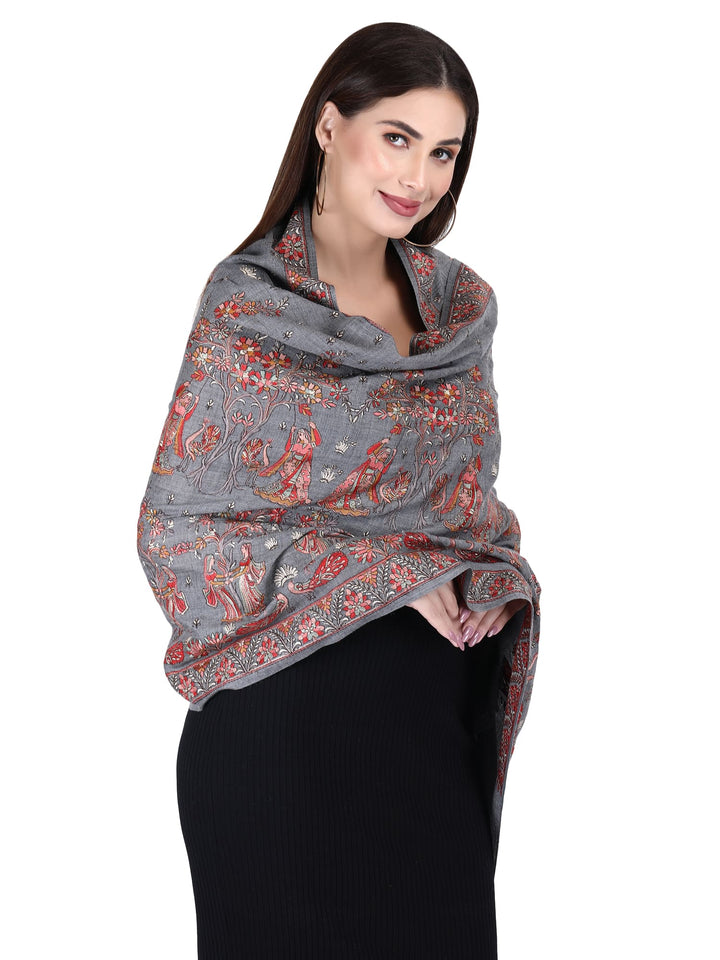 Grey Enchanted Eden 100% Fine Wool Stole - 193