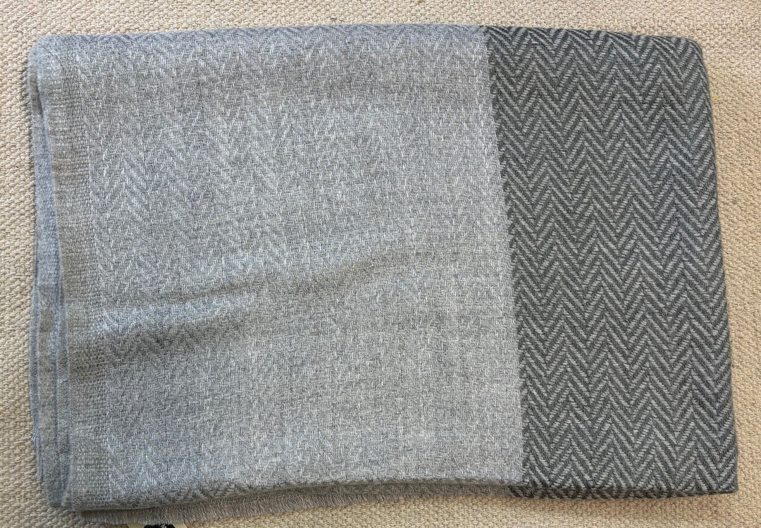 Him/Her Herringbone Mix Wool Unisex Stole- Grey