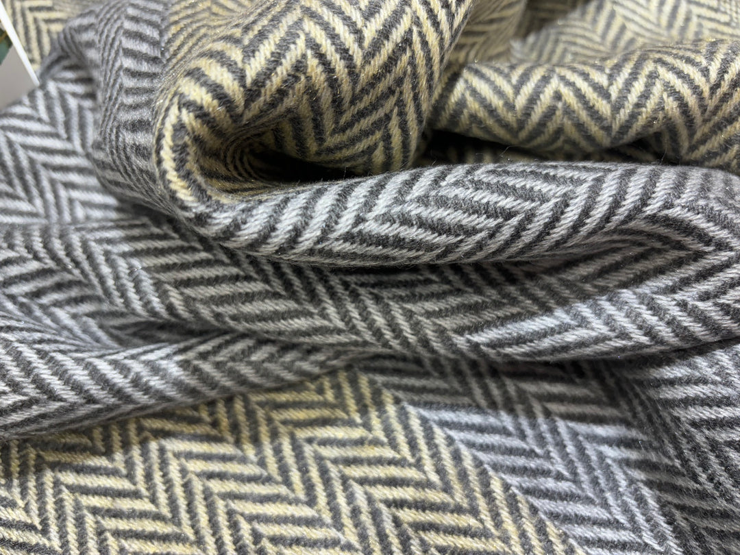 Him/Her Herringbone Mix Wool Unisex Stole- Camel & Grey