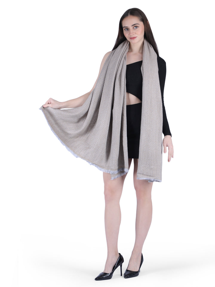 Him/Her Herringbone Mix Wool Stole - Grey-229
