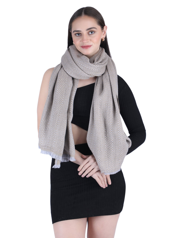 Him/Her Herringbone Mix Wool Stole - Grey-229