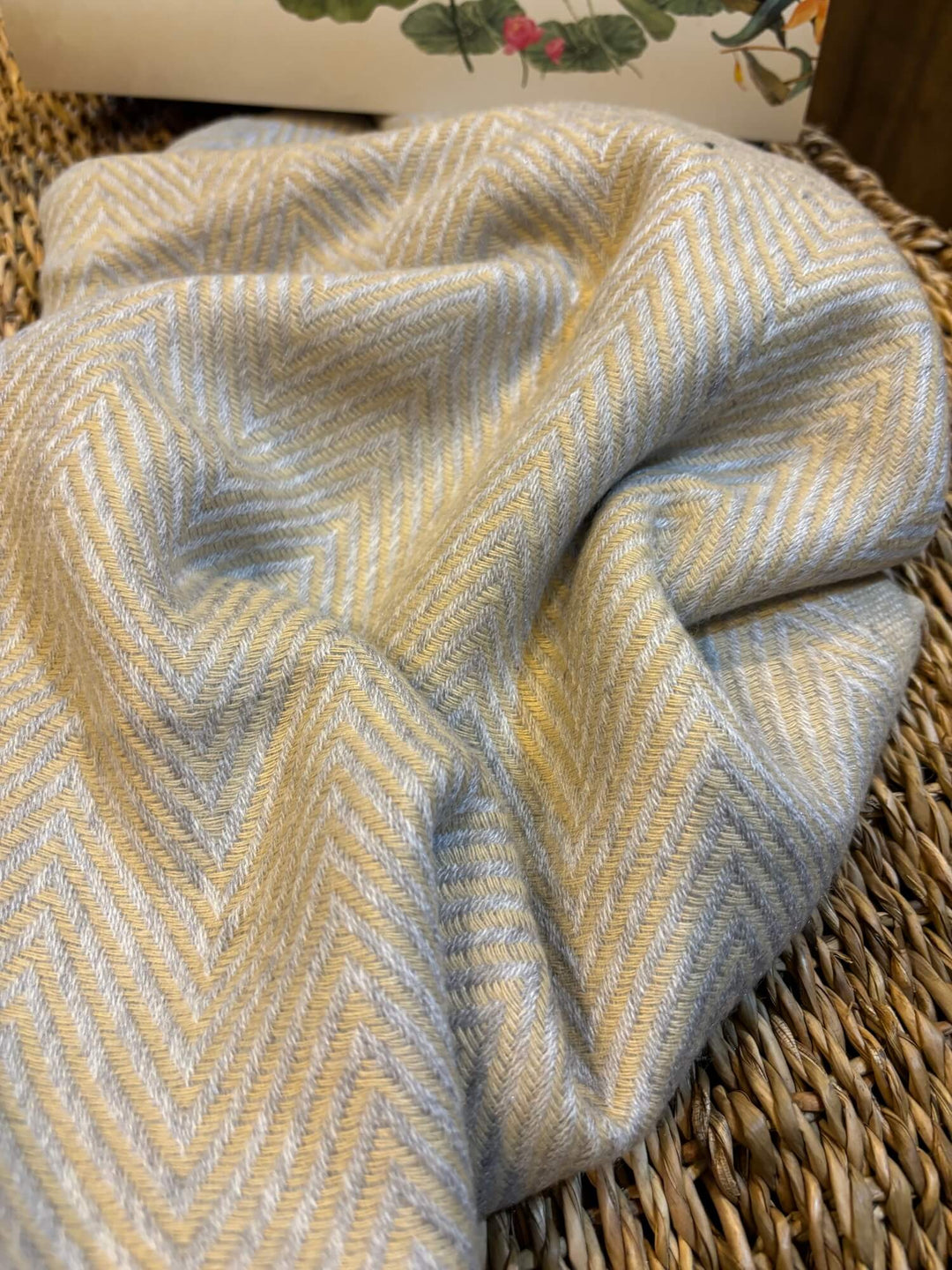 Him/Her Herringbone Mix Wool Unisex Stole- Cream