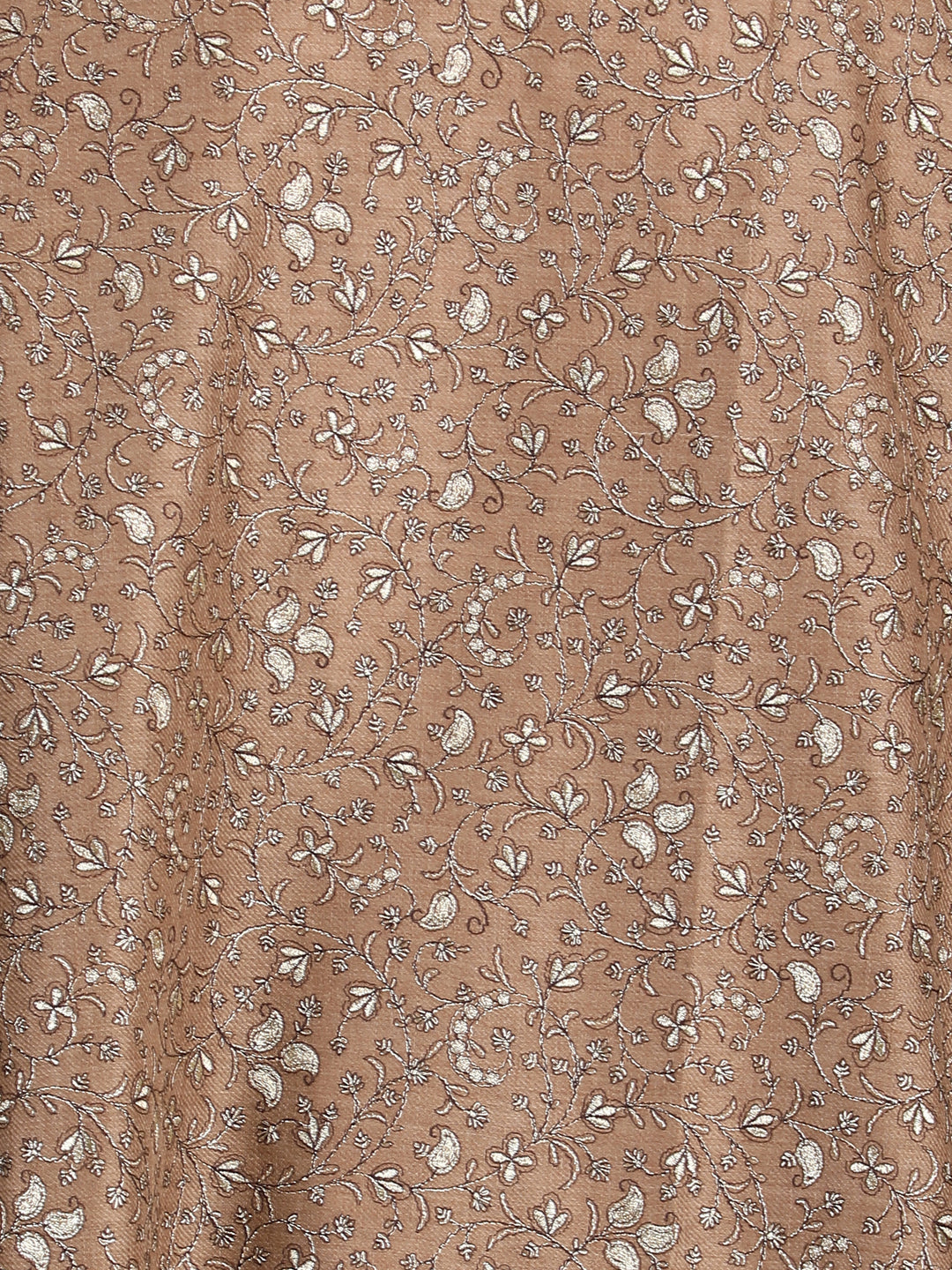 Brown Zari Florals 100% Fine Wool Stole - 233