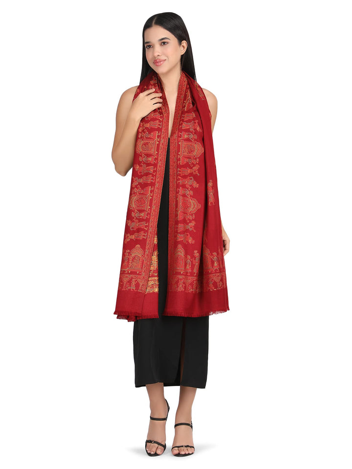 Him/Her Figurative Acrylic Wool Stole - 244- Red