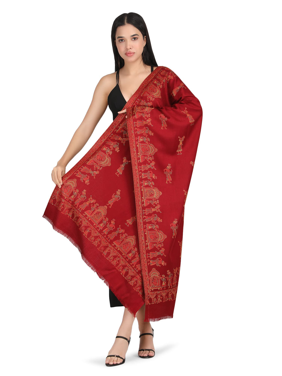 Him/Her Figurative Acrylic Wool Stole - 244- Red