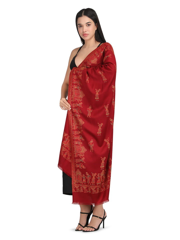 Him/Her Figurative Acrylic Wool Stole - 244- Red