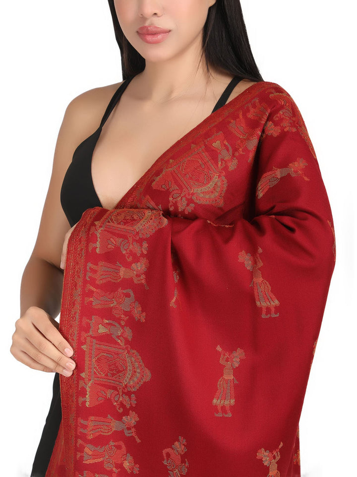 Him/Her Figurative Acrylic Wool Stole - 244- Red