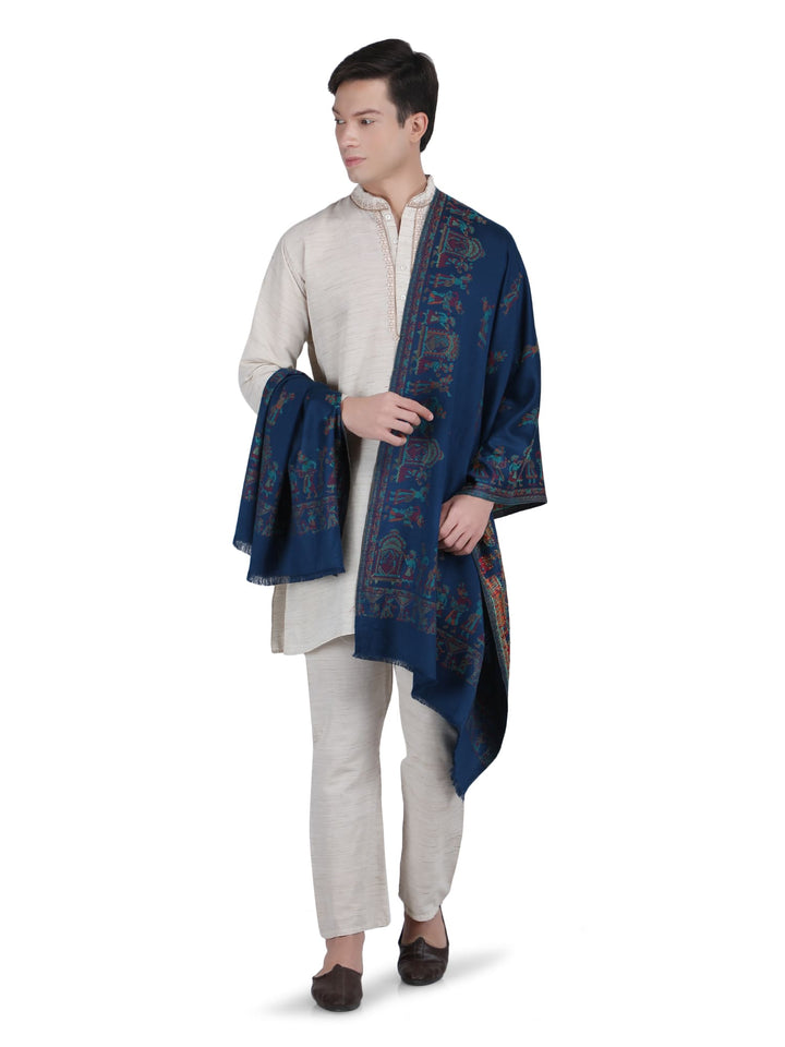 Him/Her Figurative Acrylic Wool Stole - 245 - Blue