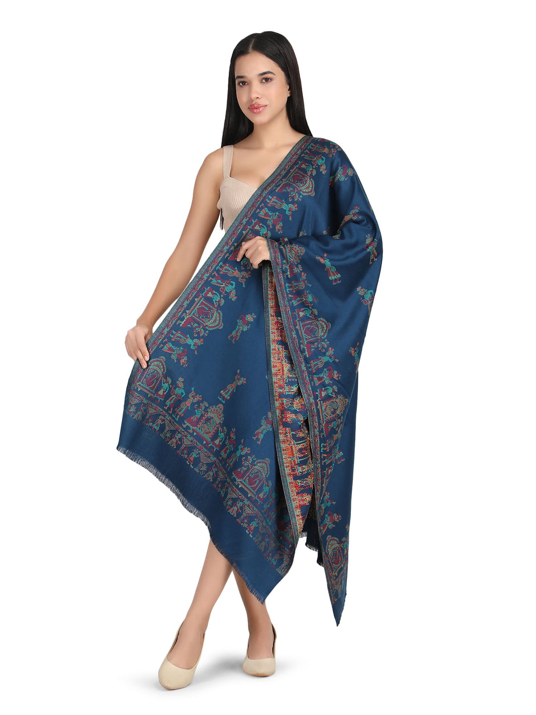 Him/Her Figurative Acrylic Wool Stole - 245 - Blue