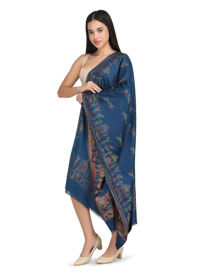 Him/Her Figurative Acrylic Wool Stole - 245 - Blue