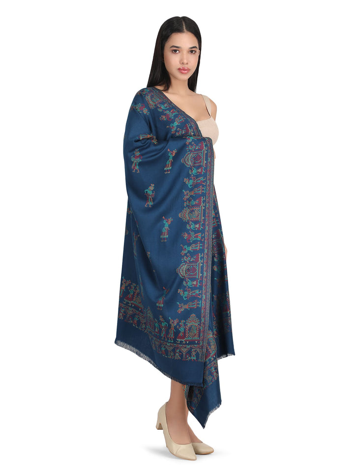 Him/Her Figurative Acrylic Wool Stole - 245 - Blue