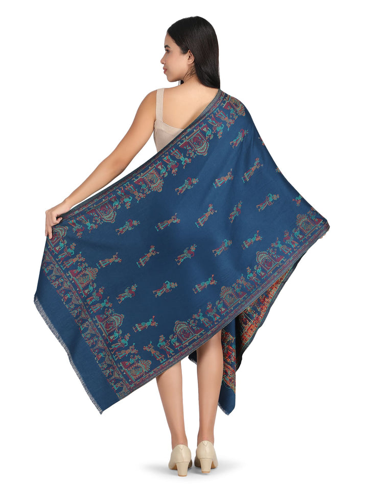 Him/Her Figurative Acrylic Wool Stole - 245 - Blue