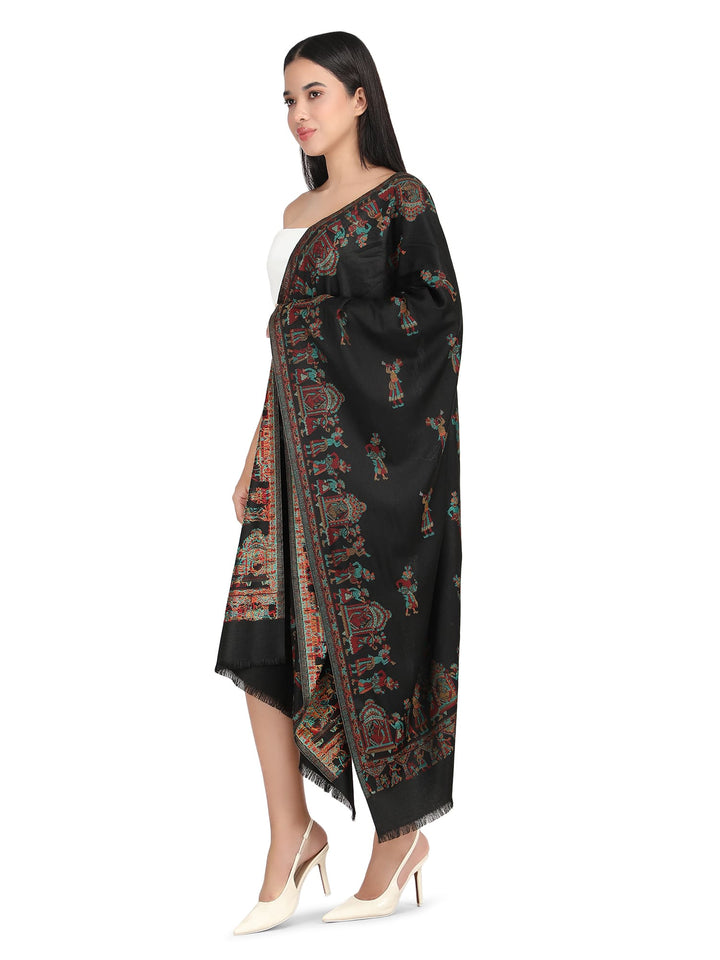 Him/Her Figurative Acrylic Wool Stoles- 246 (Black)