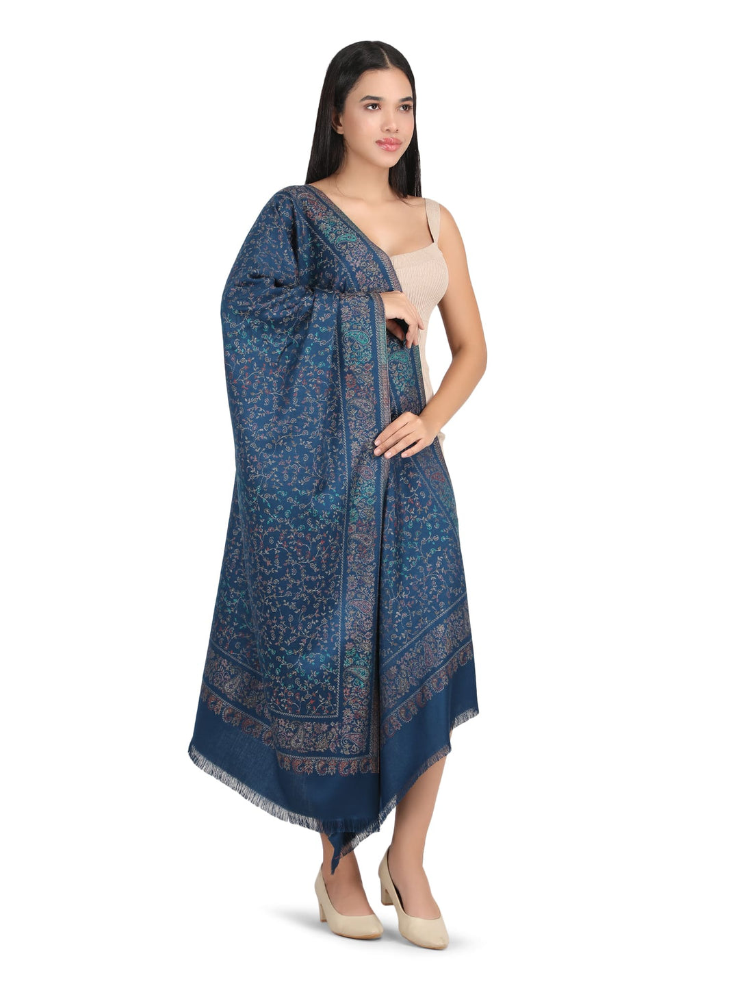 Him/Her Small Jaali Acrylic Wool Stoles- 248 - Blue