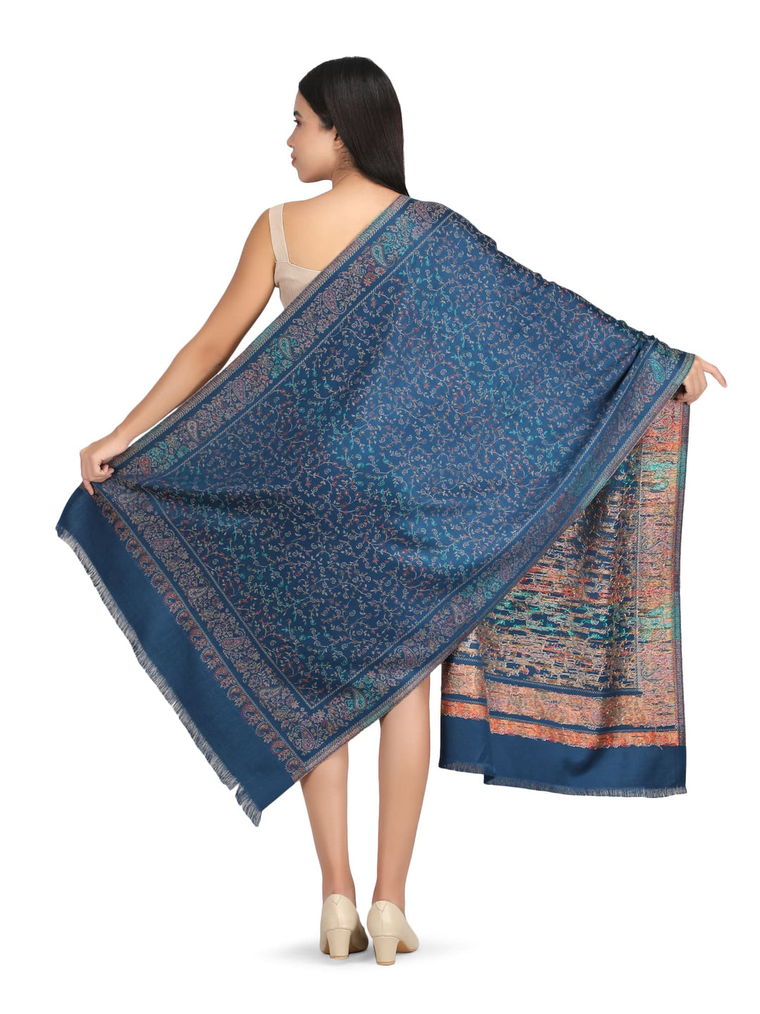 Him/Her Small Jaali Acrylic Wool Stoles- 248 - Blue