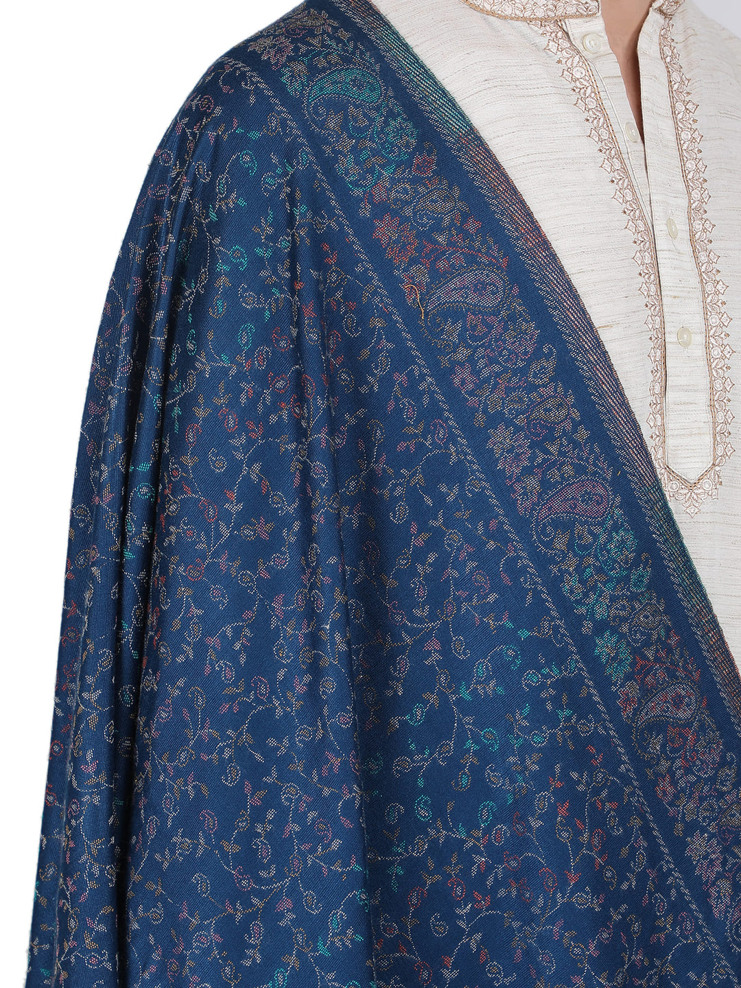 Him/Her Small Jaali Acrylic Wool Stoles- 248 - Blue