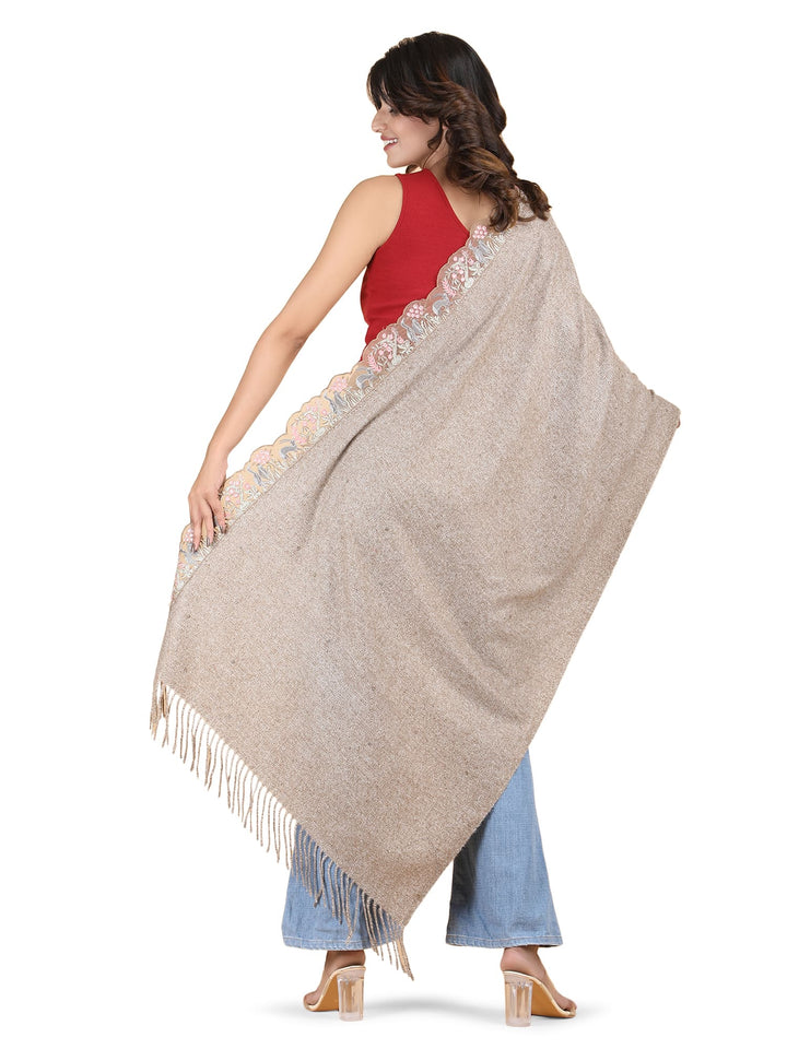 Bunny Crystals Acro Wool Stole- 260 - Brown