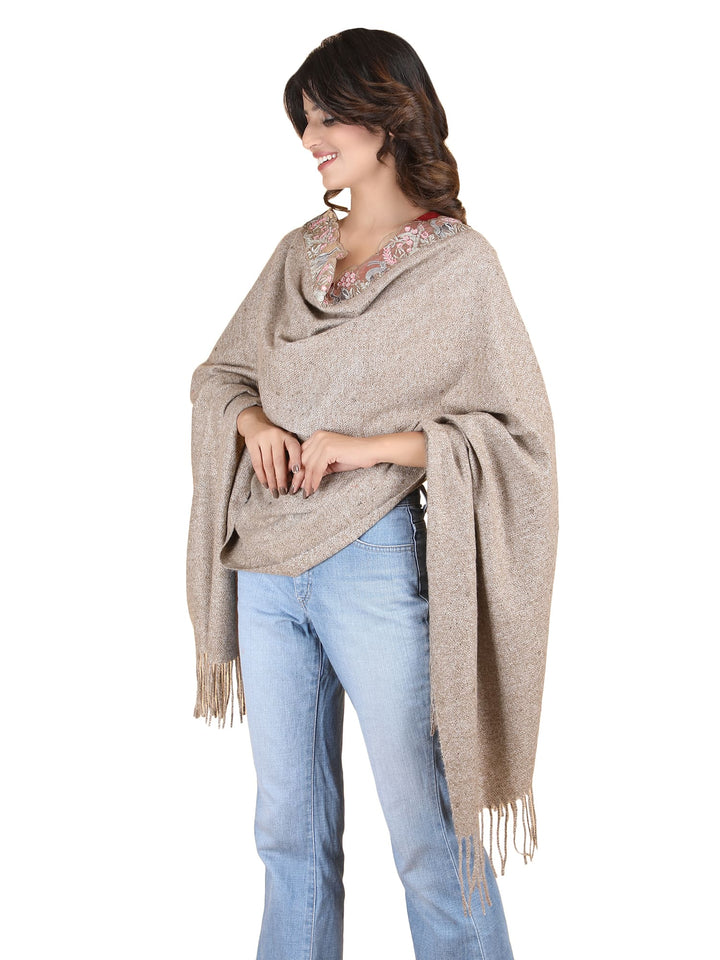 Bunny Crystals Acro Wool Stole- 260 - Brown