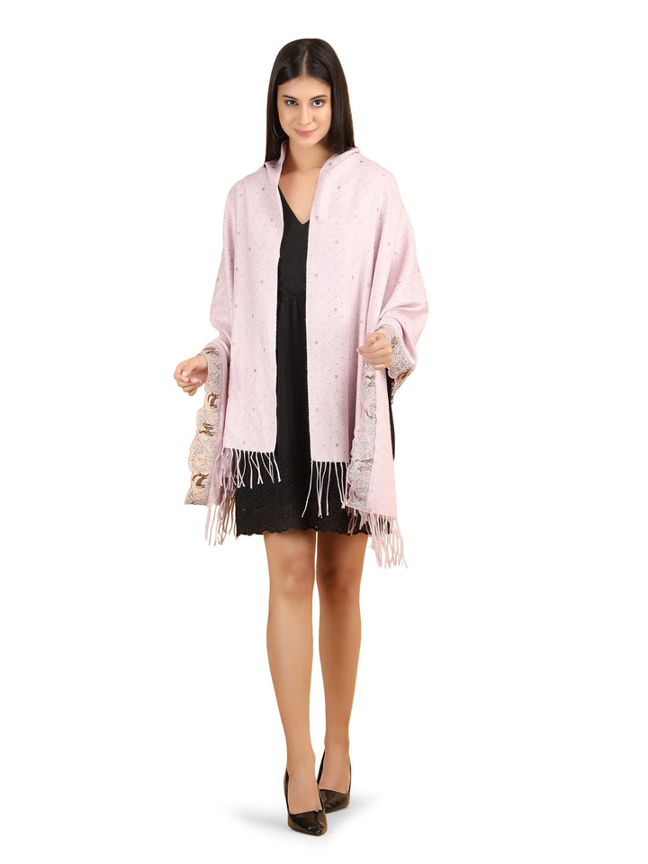 Bunny Crystals Acro Wool Stole- 261 - Pink