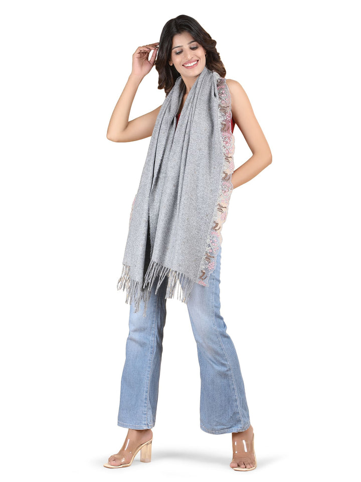 Bunny Crystals Acro Wool Stole- 262 - Grey