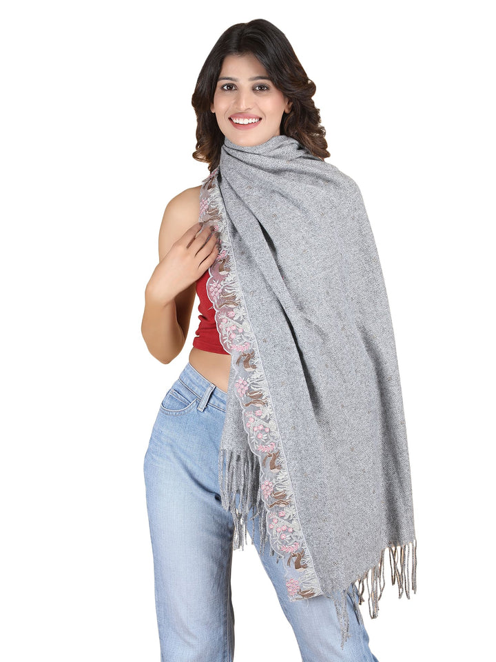 Bunny Crystals Acro Wool Stole- 262 - Grey