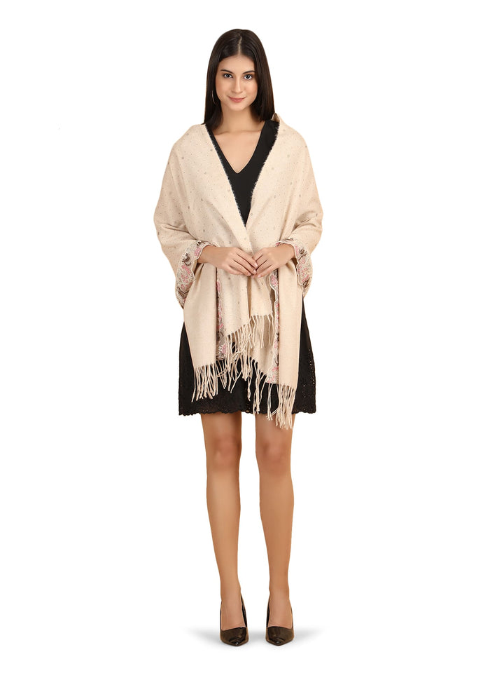 Bunny Crystals Acro Wool Stole- 263 - Cream