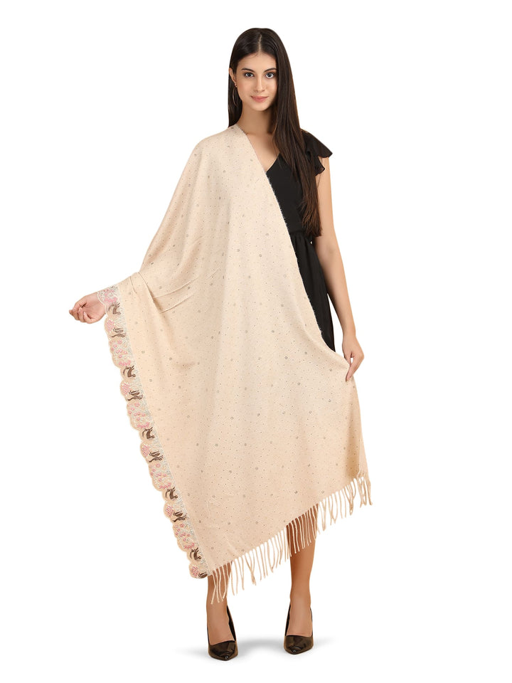 Bunny Crystals Acro Wool Stole- 263 - Cream