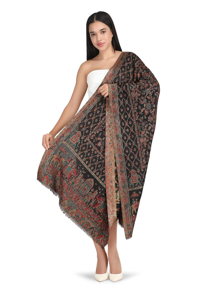 Him/Her Figurative Zari Modal Stoles- 264 (Black)