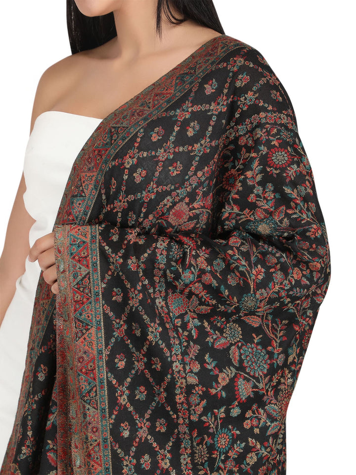 Him/Her Figurative Zari Modal Stoles- 264 (Black)